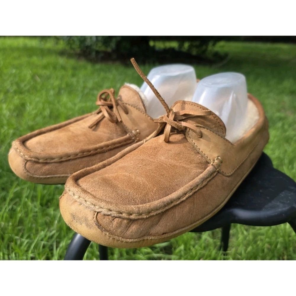 Ugg Men's Byron Slippers size 12  Suede Wool Slip On Moccasin Loafer Boho Mens